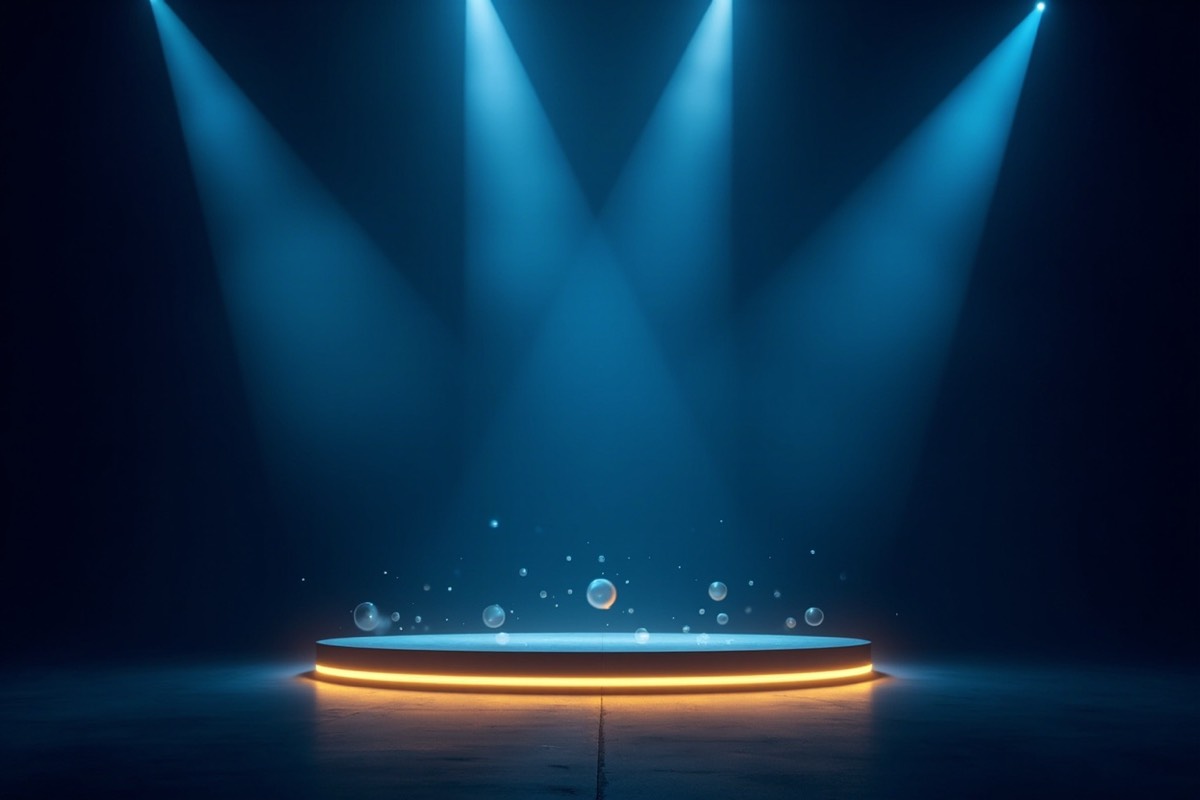 Stage spotlights over a premium event stage